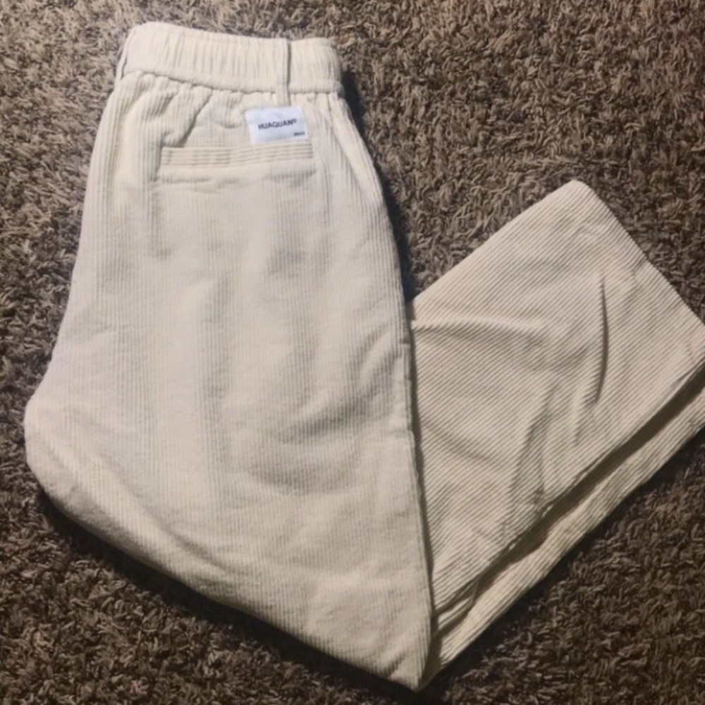 Huaquan mens white corduroy man’s